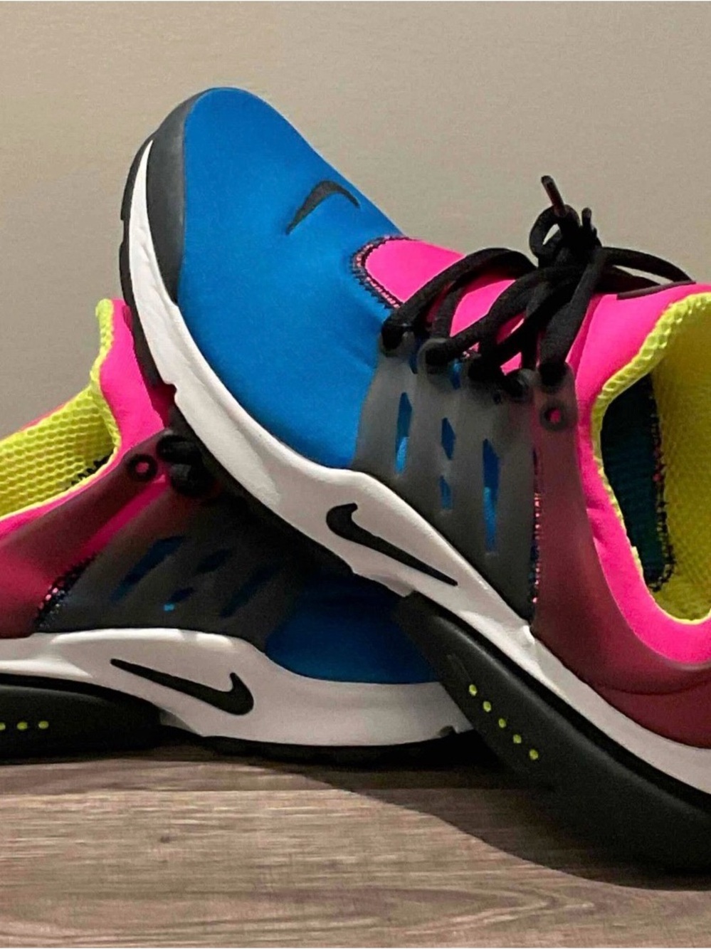 Nike Kids Blue, Pink and Neon Yellow Athletic Sneakers